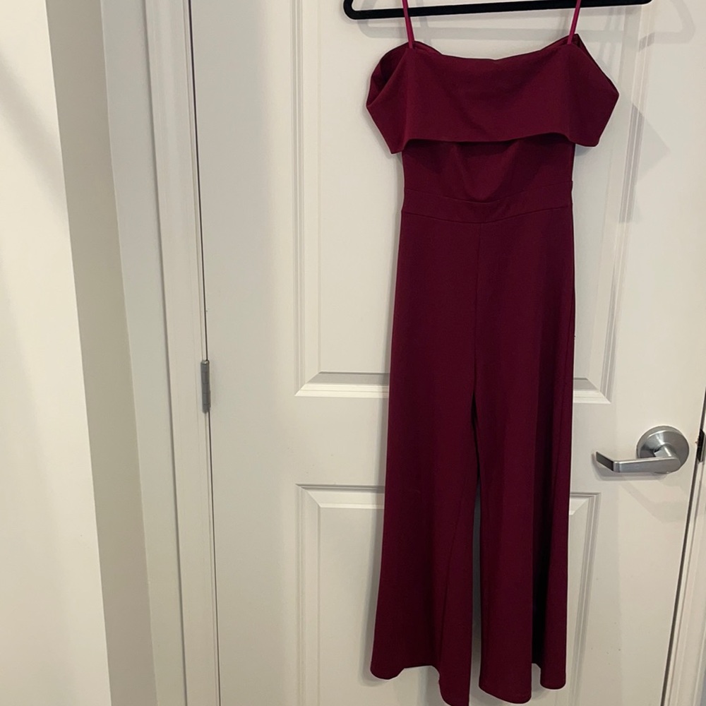 Wine colored, off the shoulder jumper